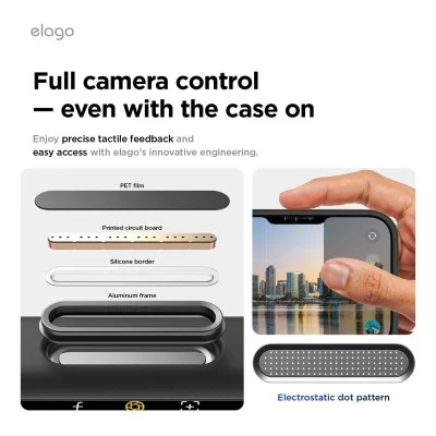 Elago iPhone 17 Pro Magnetic Silicone Case (Camera Control Key Included) _ Black